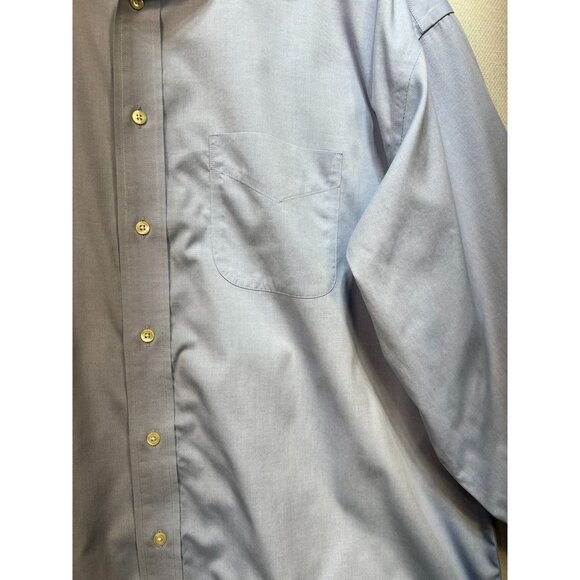 Jos. A Bank Mens Travelers Button Up Cotton Shirt Size 171/2-34 Blue Long Sleeve - Picture 5 of 13